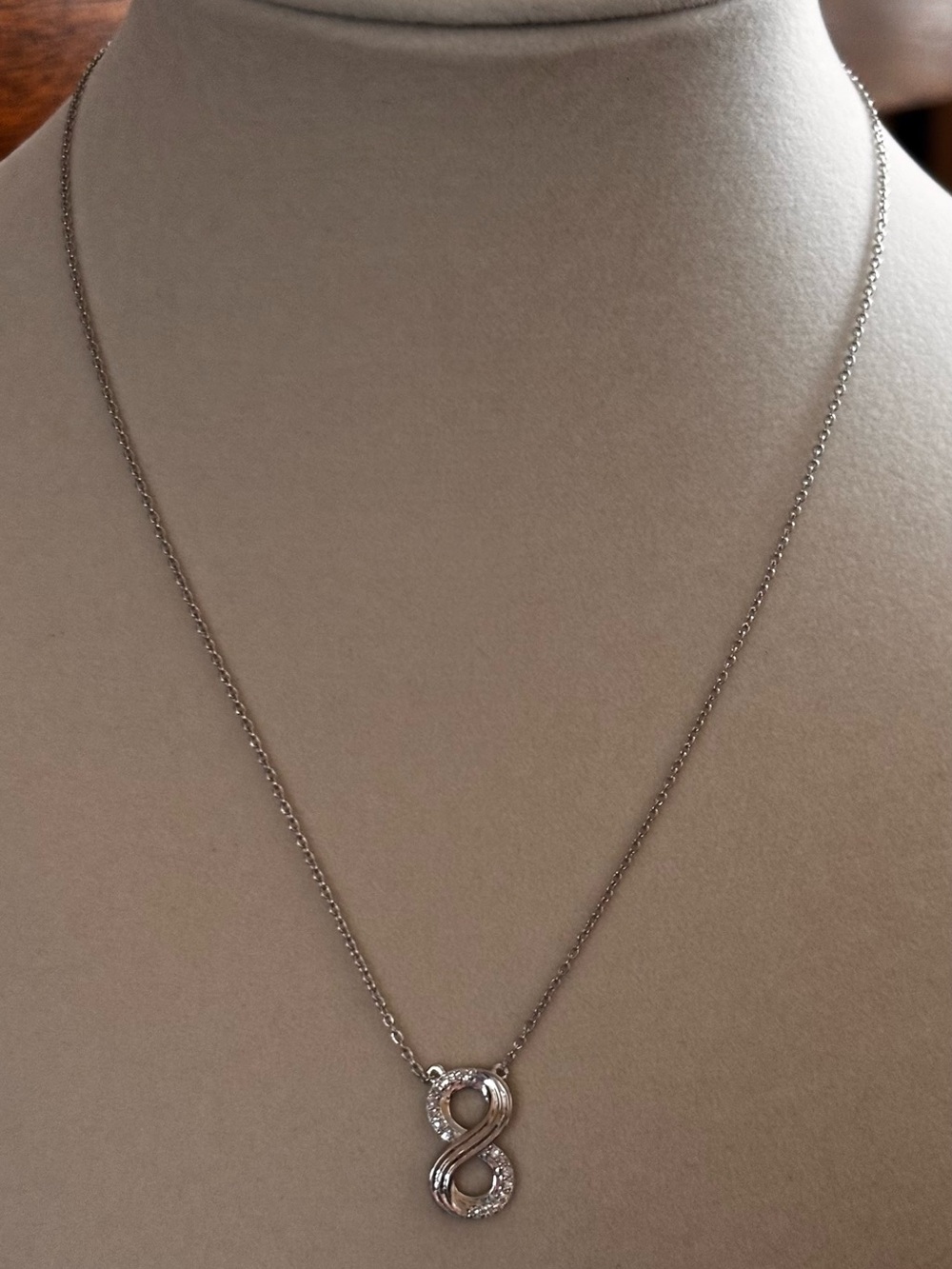 Sterling Silver Infinity lab diamonds Pendant Necklace
